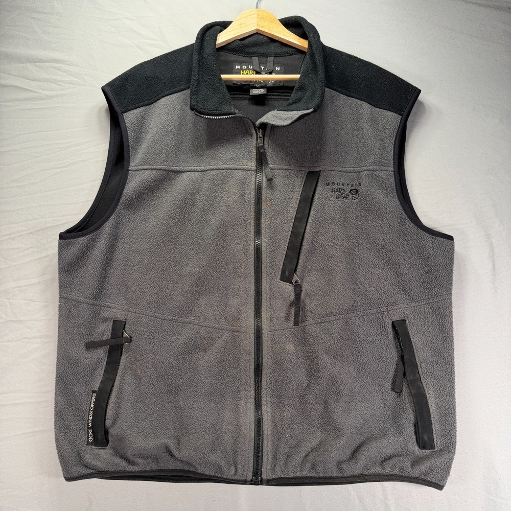 Mountain Hardwear Gore Windstopper Vest Mens XL Tech Fleece Gray Full Zip Gorp